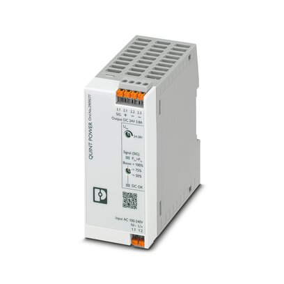 Phoenix Contact Switching Power Supply; QUINT4-PS/1AC/24DC/3.8/PT; 24VDC OUT; 3.8A; 85-264VAC/90-350VDC IN; Single Phase; DIN Rail Mount; Plastic; Push-In Connection